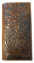 Load image into Gallery viewer, Western Tooled Leather Rodeo Wallet/Checkbook Cover by Wrangler