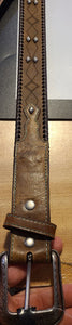 Hooey Western Mens Belt Leather Laced Studded Brown - Size 36