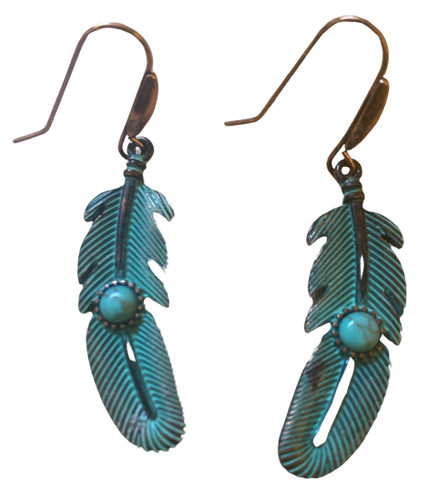 Feather Earrings Copper & Turquoise