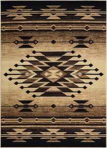 "Pueblo Black" Lodge Area Rug Collection - Available in 4 Sizes!
