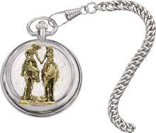 Load image into Gallery viewer, "Two Trails Become One Road" Small Silver Inlay Pocket Watch