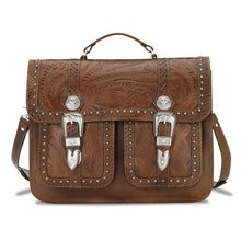 Load image into Gallery viewer, "Retro Romance" Western Leather 2-Compartment Briefcase by American West