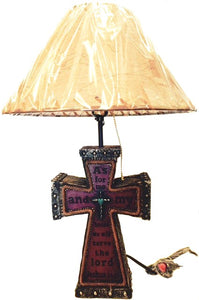 Western "Joshua 24:15" Cross Table Lamp
