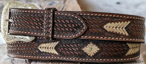 Twisted X Genuine Brown Basketweave Men's Belt with Rawhide Lace