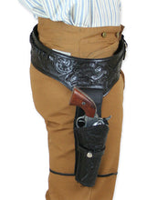 Load image into Gallery viewer, Hand Tooled Leather Gun Belt with Single Holster - .45 Caliber
