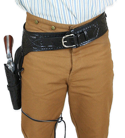Hand Tooled Leather Gun Belt with Single Holster Caliber
