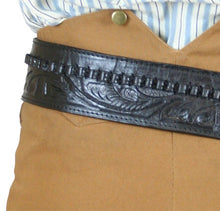 Load image into Gallery viewer, Hand Tooled Leather Gun Belt with Single Holster - .45 Caliber