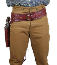 Load image into Gallery viewer, Hand Tooled Leather Gun Belt with Single Holster - .22 Caliber