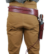 Load image into Gallery viewer, Hand Tooled Leather Gun Belt with Single Holster - .45 Caliber