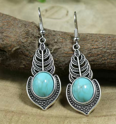 Silver Earrings with Turquoise Stone