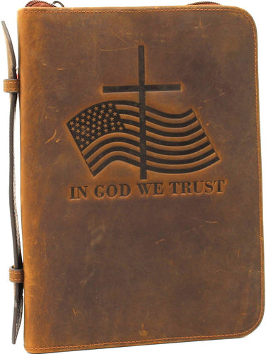 Western Bible Cover with American Flag & Cross