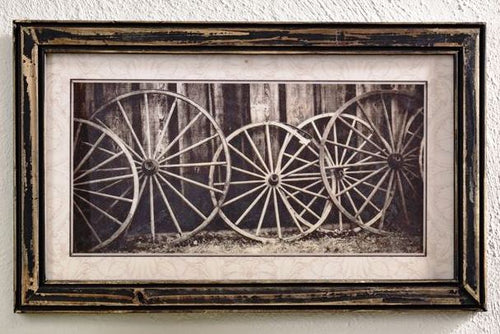 Wagon Wheel Framed Canvas Wall Art
