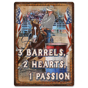 "Barrels Passion" Humorous Western Tin Sign