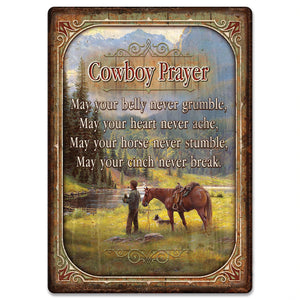 "Cowboy Prayer" Humorous Western Tin Sign