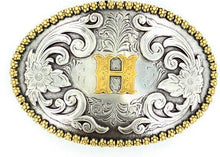 Load image into Gallery viewer, Choose Your Initial Oval Belt Buckle