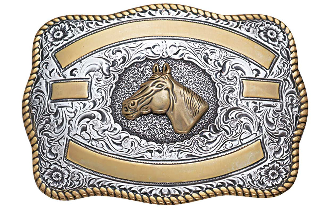 Western Trophy Buckle with Horse Head and Free Engraving
