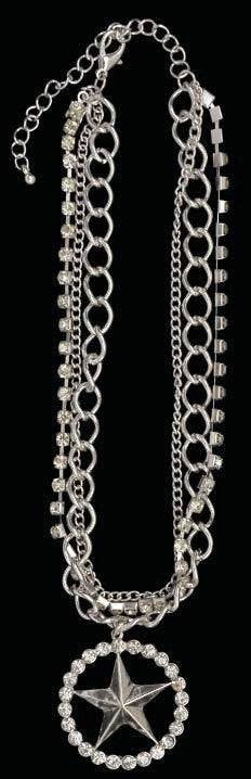 (3DB-BJ1033AS) Western Silver & Crystal Star Necklace