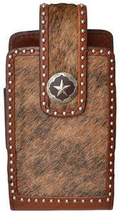 (3DB-PH646) Western Hair-On Star Concho Cell Phone Holder for iPhone 6+