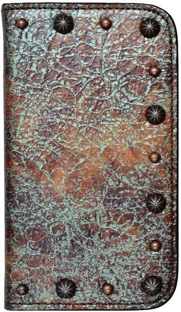 (3DB-PH905) Western Turquoise & Brown Cell Phone Case/Wallet for Samsung Galaxy S5