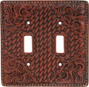 (3DB-SP521) Western Tan Resin Double Switch Plate