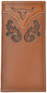 (3DB-W798) Western Tan Leather Longhorn Rodeo Wallet