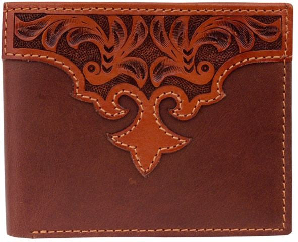 (3DB-W997) Western Tan Tooled Bi-Fold Wallet