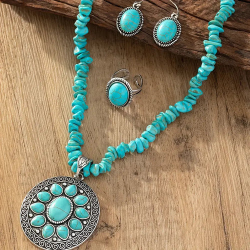 4-Piece Western Jewelry Set Turquoise