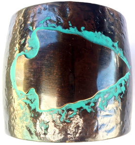 Hammered Bronze & Turquoise Arrowhead Cuff Bracelet