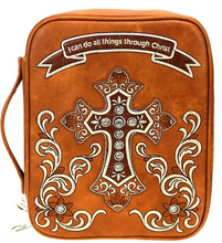 Load image into Gallery viewer, Western Bible Cover with Embroidered Cross  (Choose From 3 Colors)