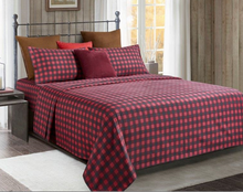 Load image into Gallery viewer, Buffalo Plaid Red Black Sheet Sets (King or Queen)