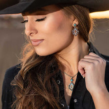 Load image into Gallery viewer, Twisted in Time Crystal Turquoise Earrings