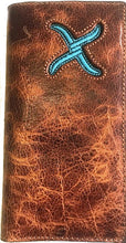 Load image into Gallery viewer, Twisted X Tan Distressed Rodeo Wallet with Turquoise Logo