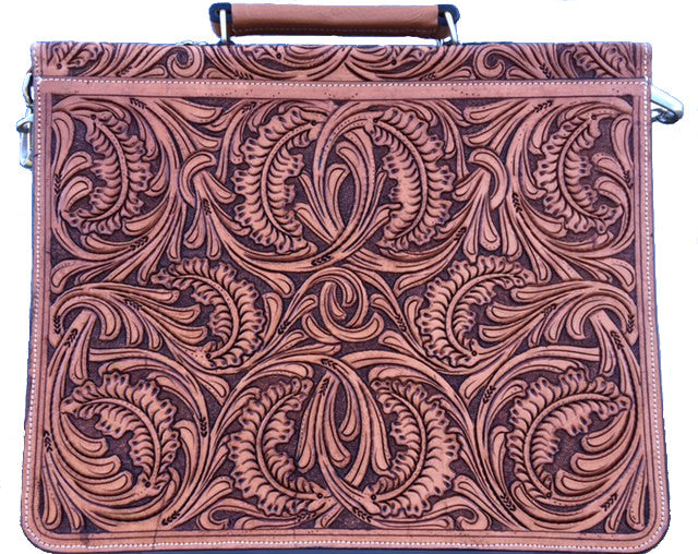 Hand tooled best sale leather briefcase