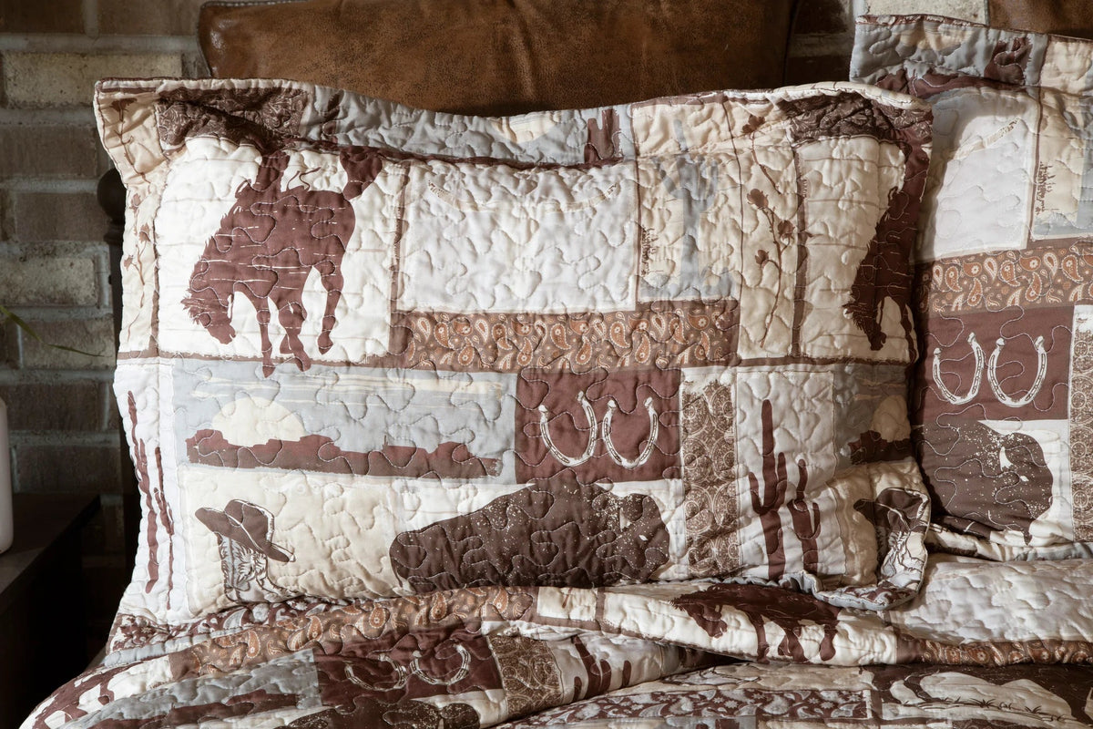 Wrangler Vintage Cowboy Southwestern Quilt Set Wild West Living