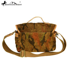Load image into Gallery viewer, Genuine Leather Washed Canvas Shoulder/Crossbody Travel Bag - Camo