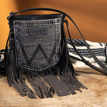 Load image into Gallery viewer, Wrangler Leather Fringe Jean Denim Pocket Crossbody - Choose From 6 Colors