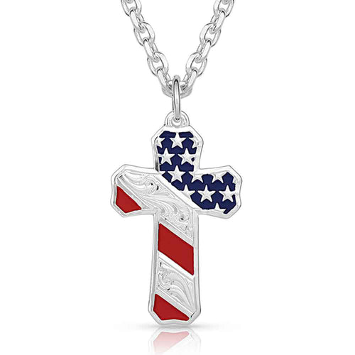 Born in the USA Cross Necklace