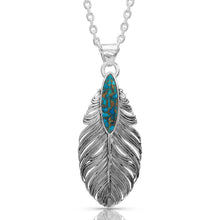 Load image into Gallery viewer, "Santa Fe" Ruffled Feather Turquoise Necklace - Made in the USA
