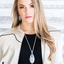 Load image into Gallery viewer, "Santa Fe" Ruffled Feather Turquoise Necklace - Made in the USA