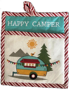 "Happy Camper" Embroidered Pocket Mitt