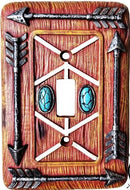 Southwestern Arrow Single Switch Cover with Turquoise Stones