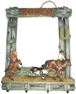 "RODEO" Wall Mirror with 4 hooks