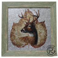 Western Framed Metal Deer Art