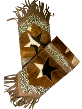 Load image into Gallery viewer, Western Star Leather & Cowhide Table Runner - 76" Long