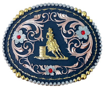 Load image into Gallery viewer, &quot;Barrel Racer&quot; Western Tri-Color Belt Buckle