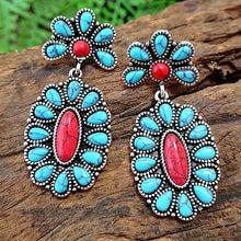 Load image into Gallery viewer, Bohemian Turquoise & Cobalt Earrings