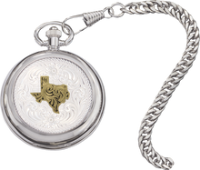 Load image into Gallery viewer, State of Texas Small Silver Inlay Pocket Watch