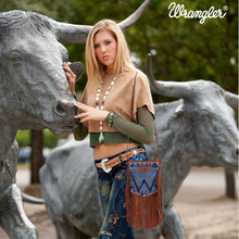 Load image into Gallery viewer, Wrangler Leather Fringe Jean Denim Pocket Crossbody - Choose From 6 Colors