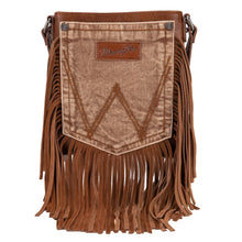 Load image into Gallery viewer, Wrangler Leather Fringe Jean Denim Pocket Crossbody - Choose From 6 Colors
