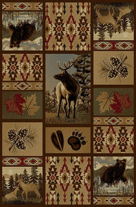 Wilderness Bear & Elk Area Rug  (4 Sizes Available)